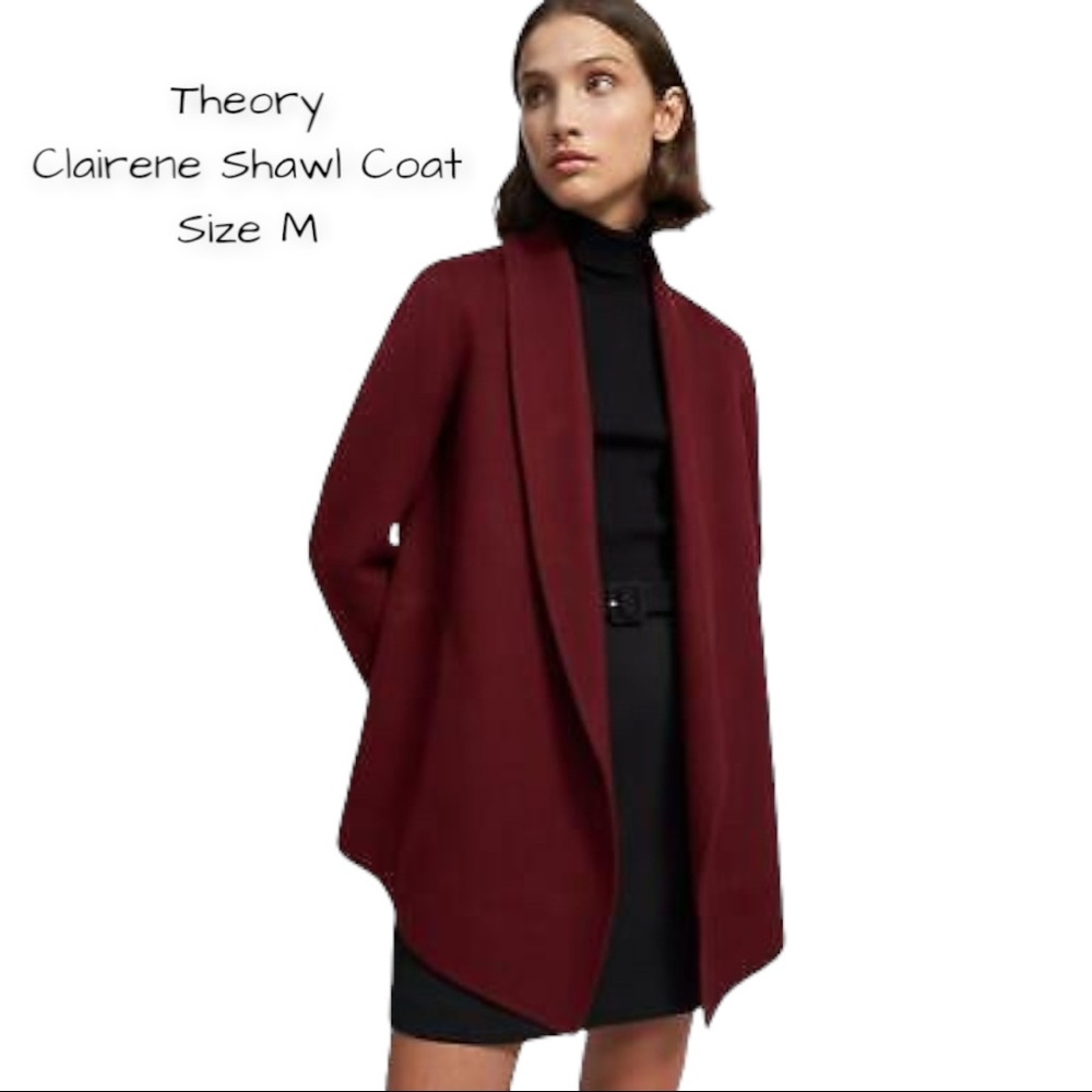Theory Clairene Shawl Wool Cashmere Jacket Coat size M